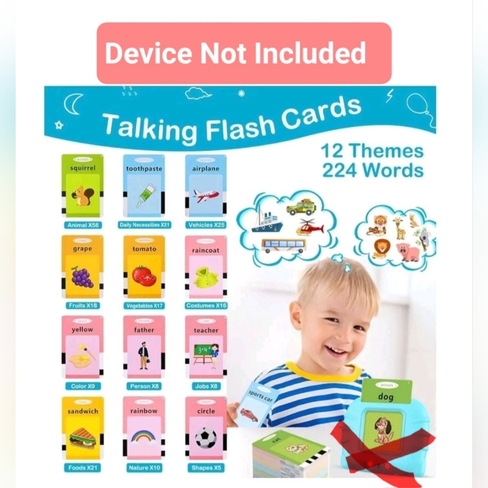 Talking Flash Card Deck Preschool Words Learning Cards ONLY- DEVICE NOT INCLUDED